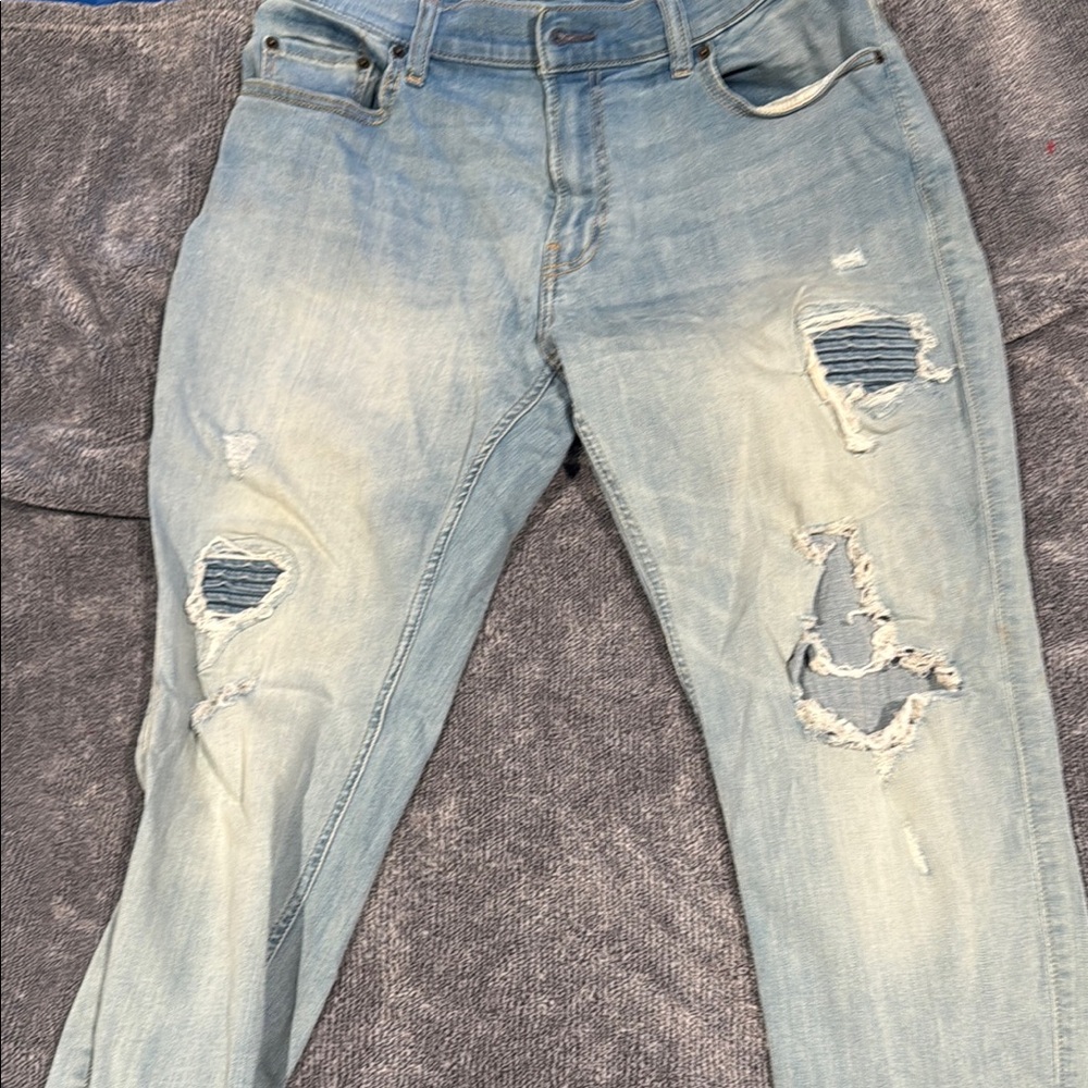 Hollister Blue Skinny Distressed Jeans
